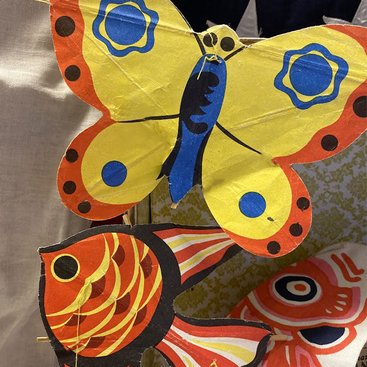 Paper butterfly and fish Japanese kites.