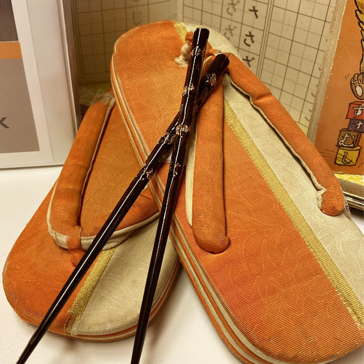 Japanese sandals and chopsticks.