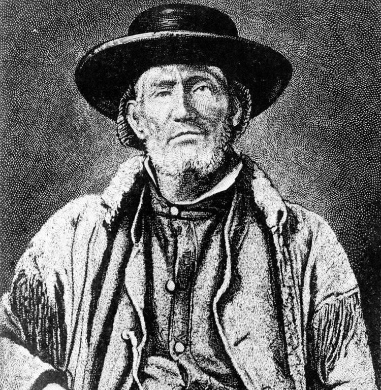 Drawing of mountain man Jim Bridger.